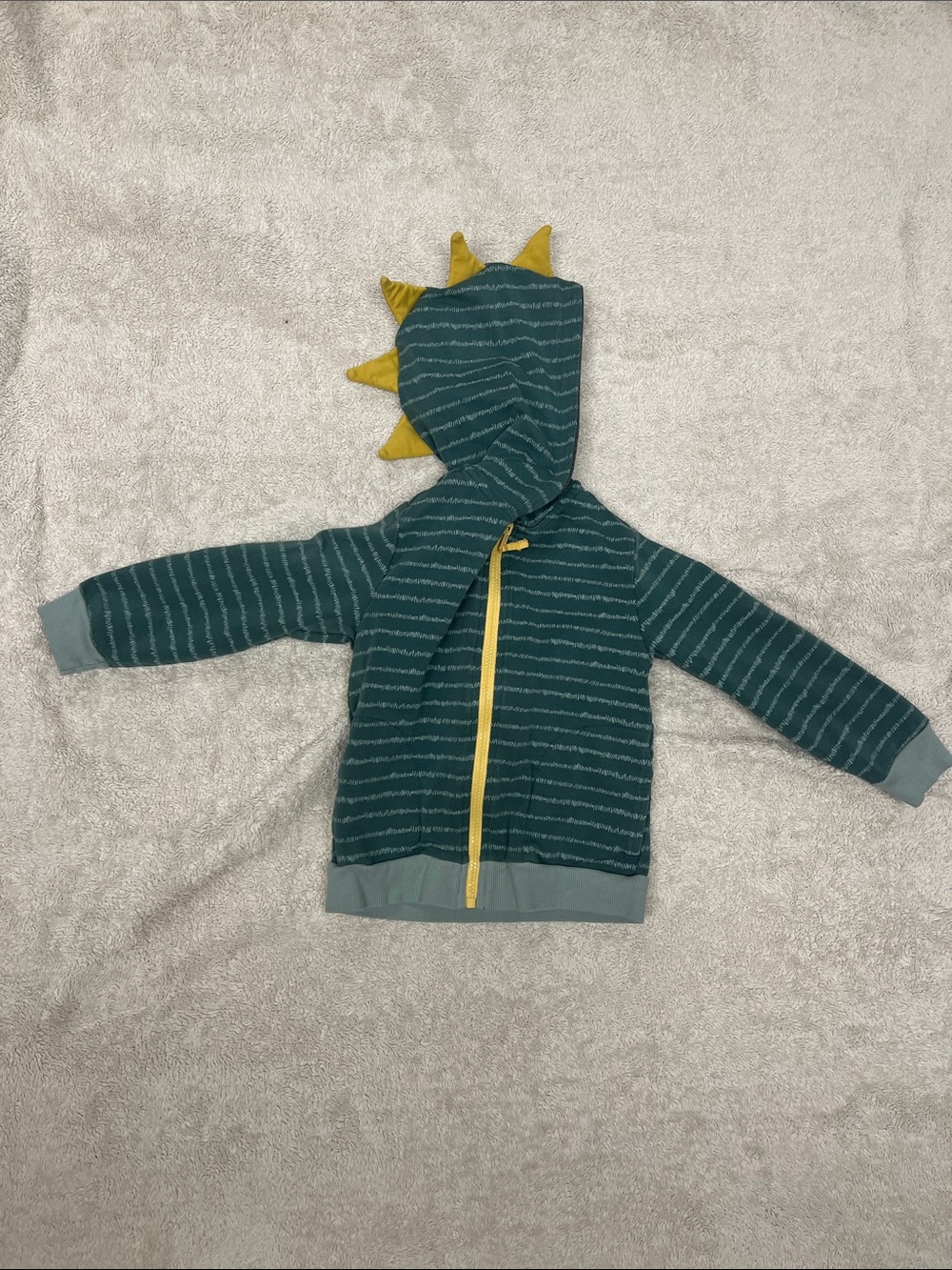 Tommy Bahama Teal Striped Kids Hoodie with Yellow Dino Spikes